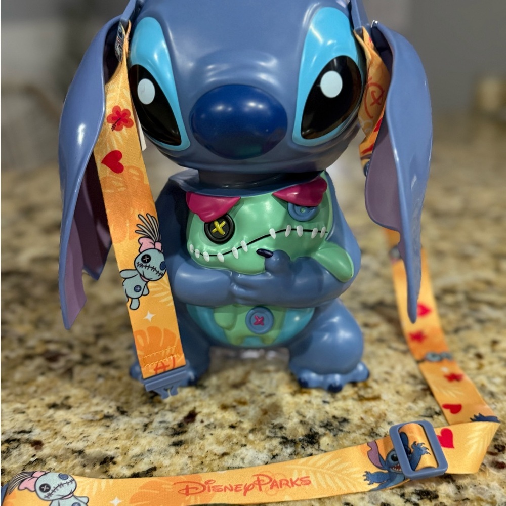 Disney Parks Stitch drinking Cup with crossbody bag strap